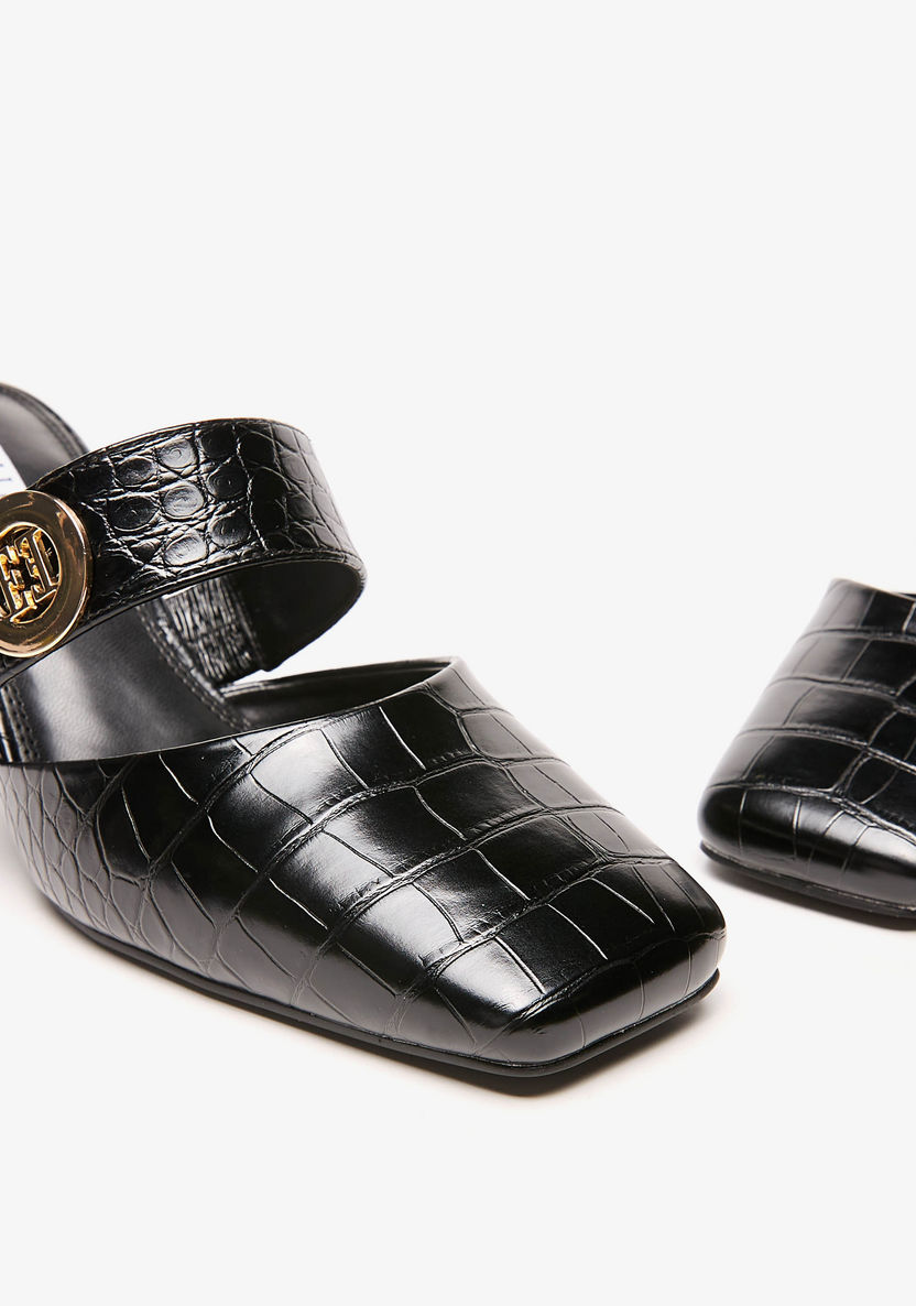 Elle Women's Textured Slip-On Shoes with Block Heels-Women%27s Heel Shoes-image-5