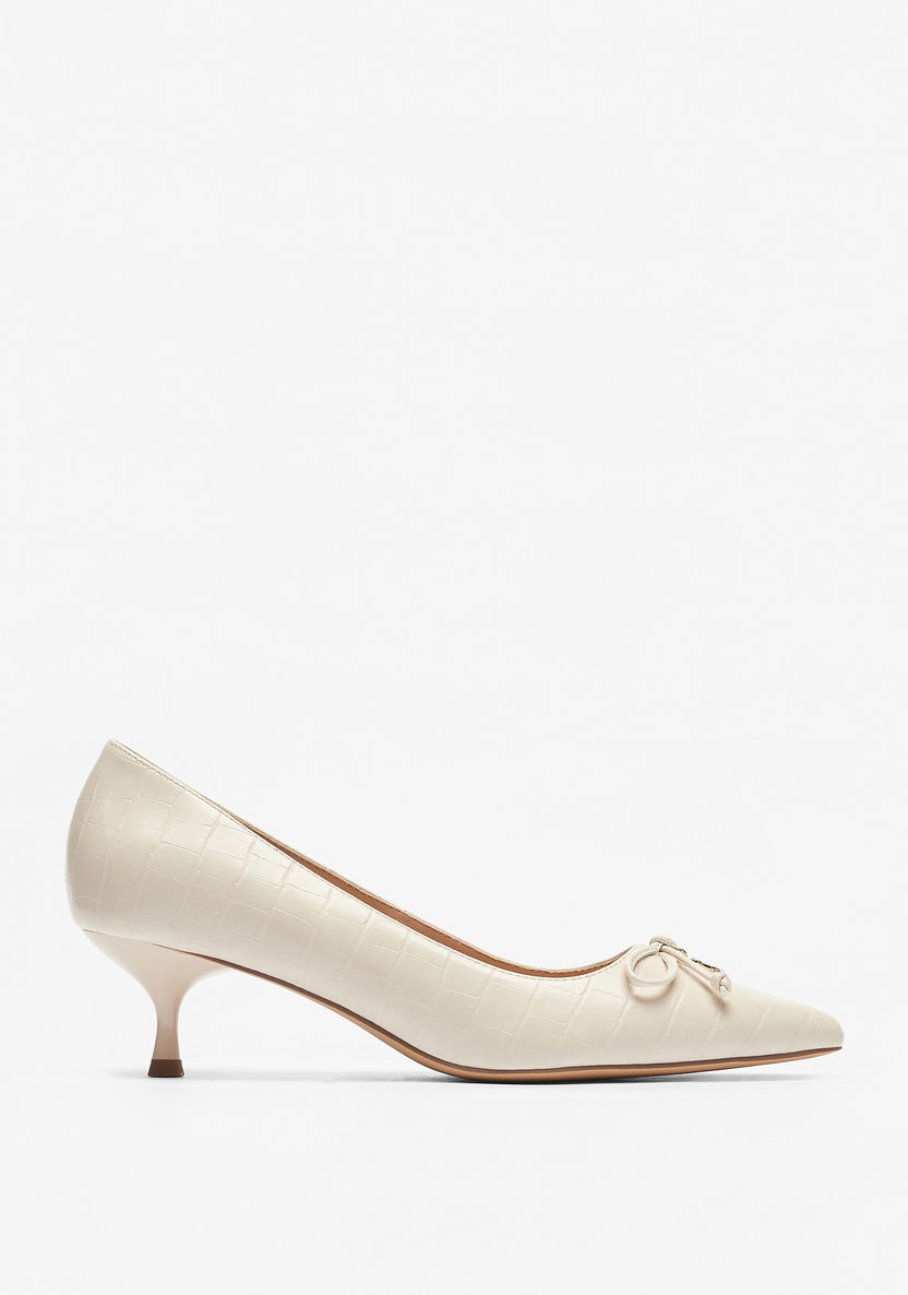 Elle Women's Bow Accent Pumps with Kitten Heels-Women%27s Heel Shoes-image-3