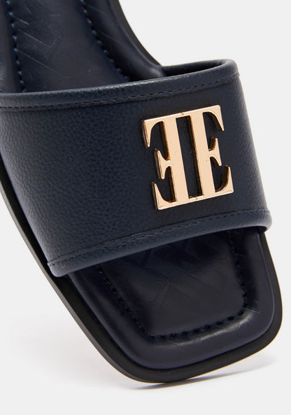 ELLE Women's Logo Detail Slip-On Slide Sandals-Women%27s Flat Sandals-image-3