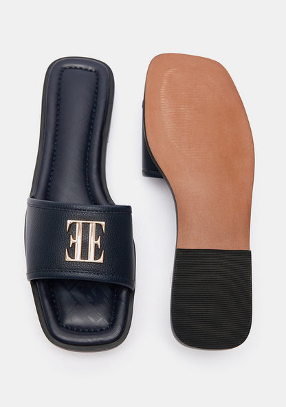 ELLE Women's Logo Detail Slip-On Slide Sandals-Women%27s Flat Sandals-image-4