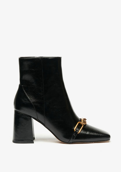 Celeste Square Toe Ankle Boots with Block Heel and Chain Detail-Women%27s Boots-image-1