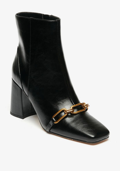 Celeste Square Toe Ankle Boots with Block Heel and Chain Detail-Women%27s Boots-image-2