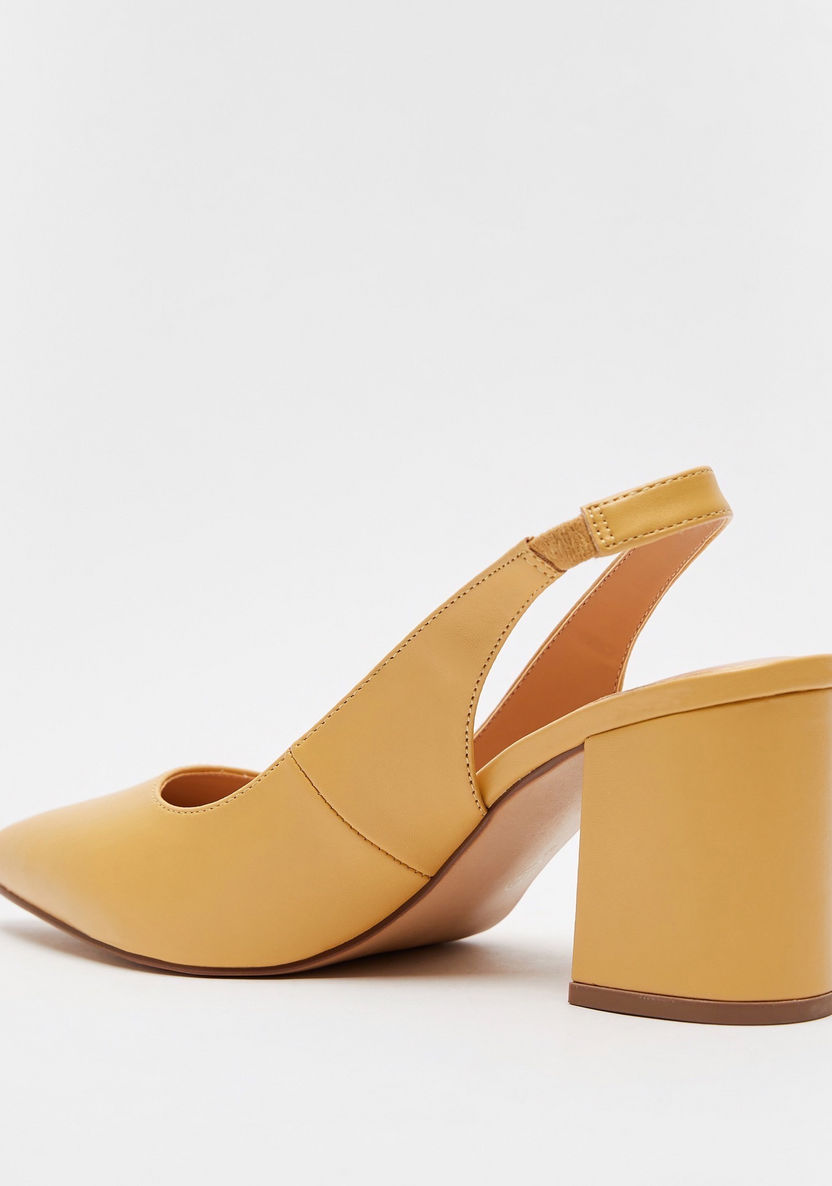 Celeste Women's Solid Pointed Toe Slingback Block Heels-Women%27s Heel Shoes-image-2