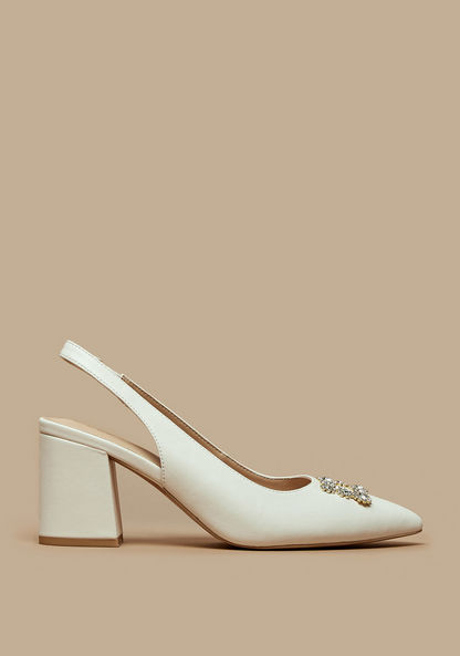 Celeste Women's Embellished Slingback Pumps with Block Heels-Women%27s Heel Shoes-image-1