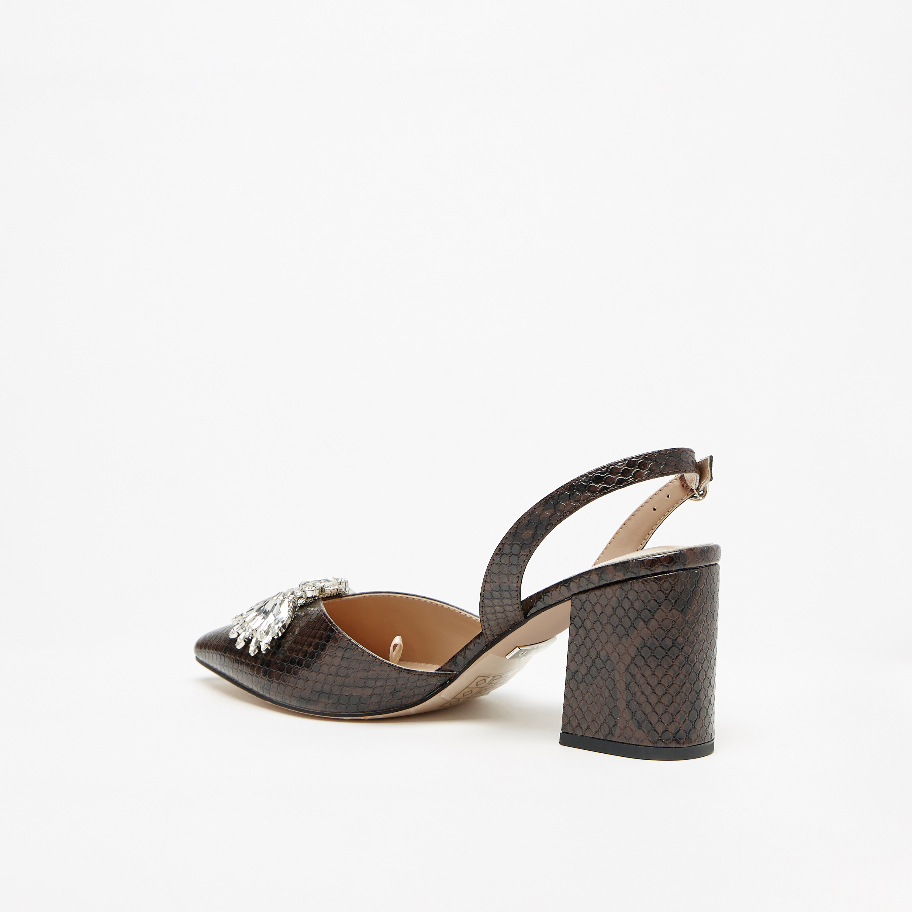 حذاء كلاسيكي بكعب عريض مزين بطبعات جلد الثعبان مع إبزيم إغلاق للنساء من سيليست-women-shoes-heels-image-7