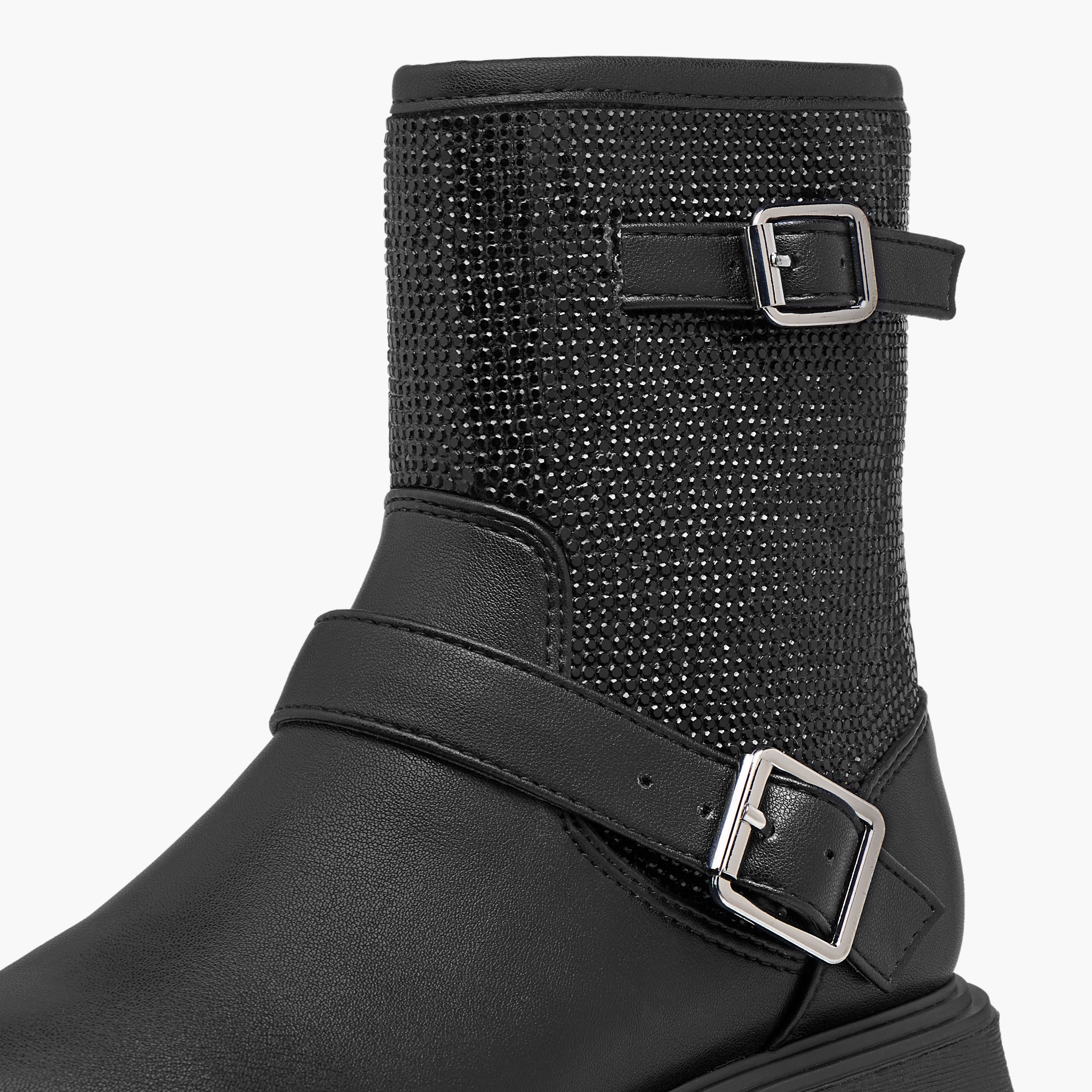 Celeste Girls' Buckle Accent High Cut Boots with Zip Closure-girls-shoes-boots-image-4