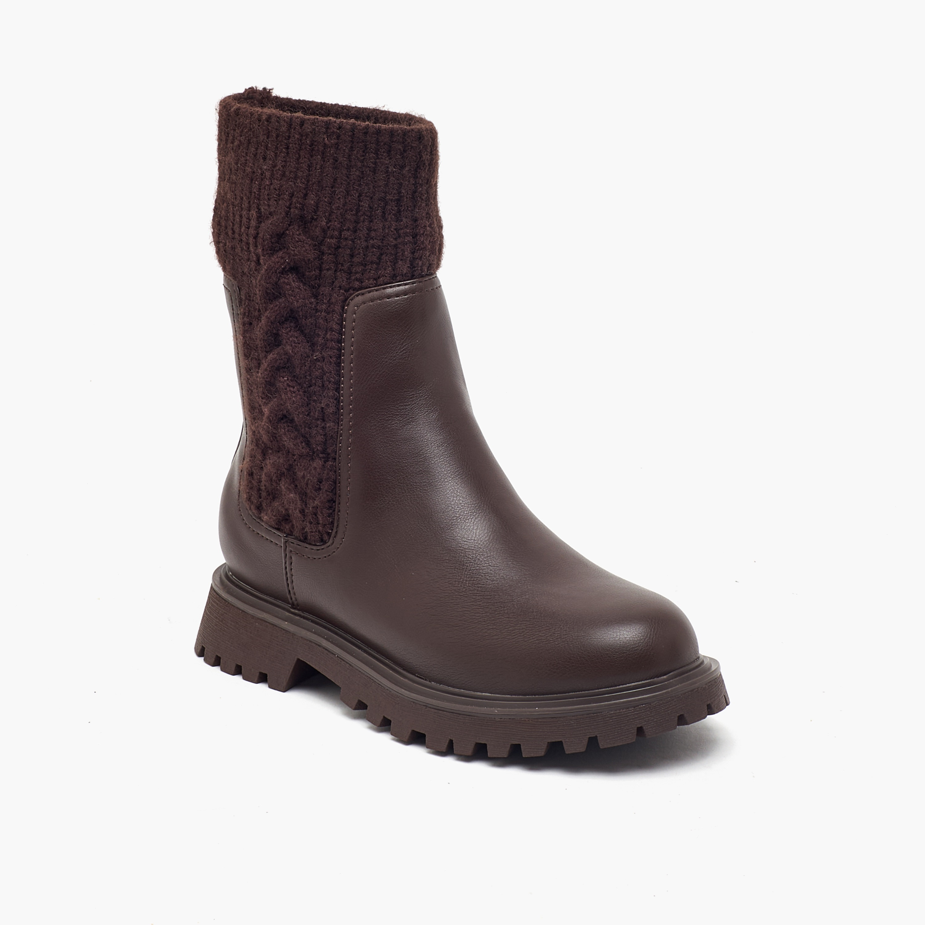 Little Missy Girls Cable Knit High Cut Boots-girls-shoes-boots-image-2