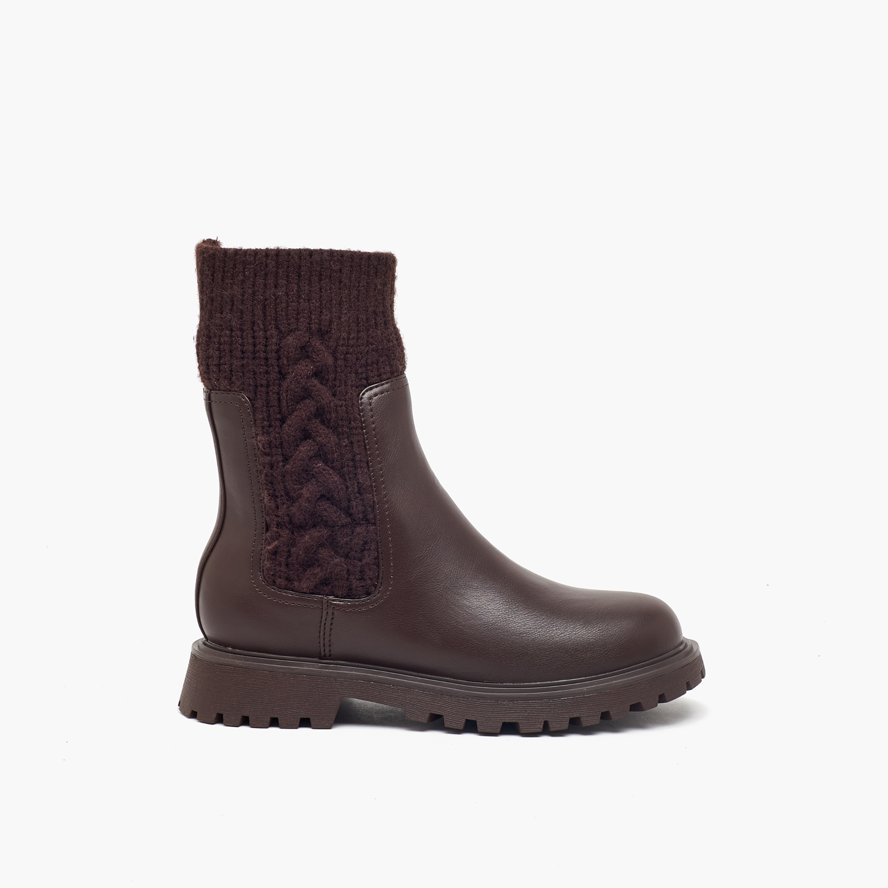 Little Missy Girls Cable Knit High Cut Boots-girls-shoes-boots-image-3