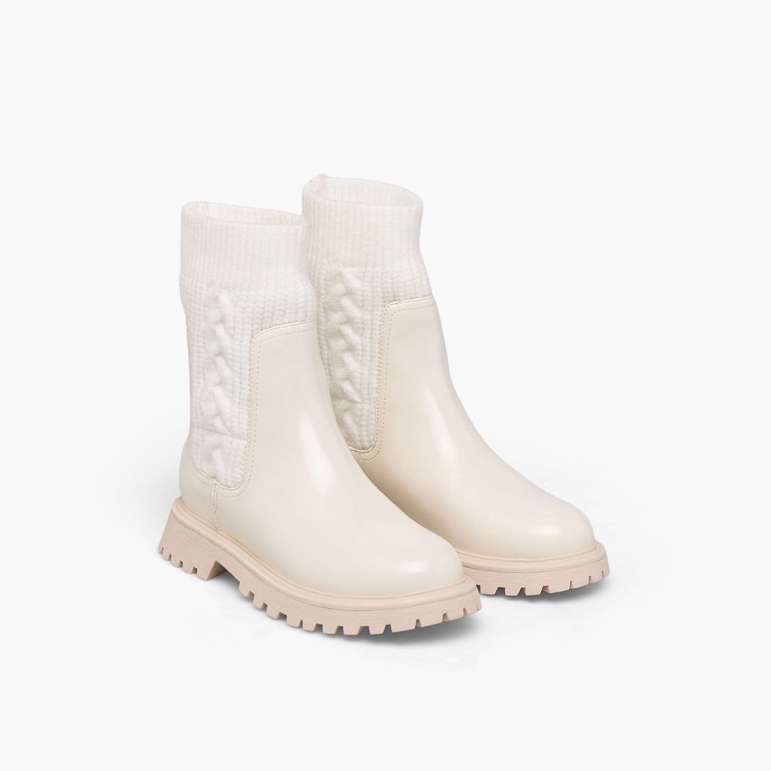 Little Missy Girls Cable Knit High Cut Boots-girls-shoes-boots-image-1