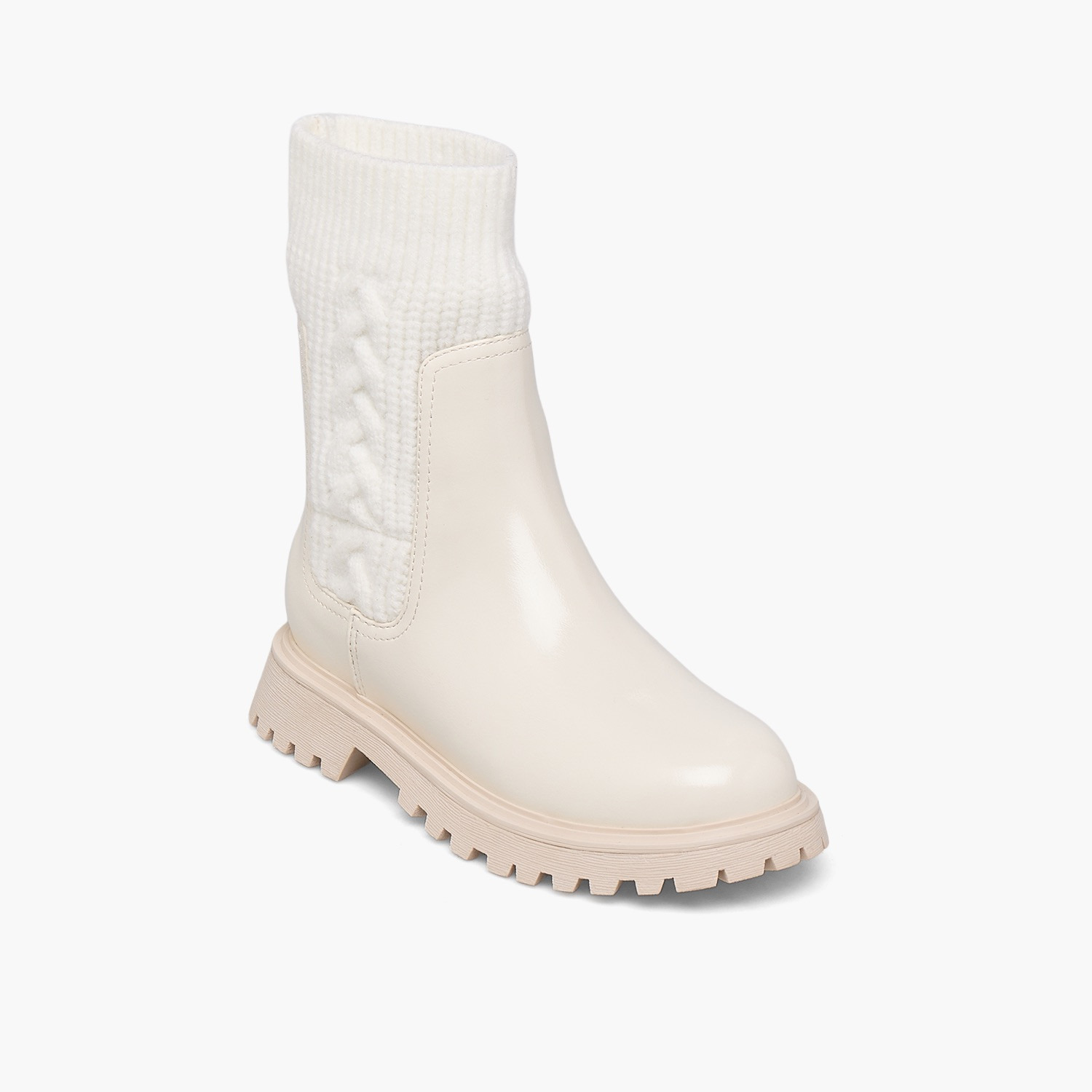 Little Missy Girls Cable Knit High Cut Boots-girls-shoes-boots-image-2