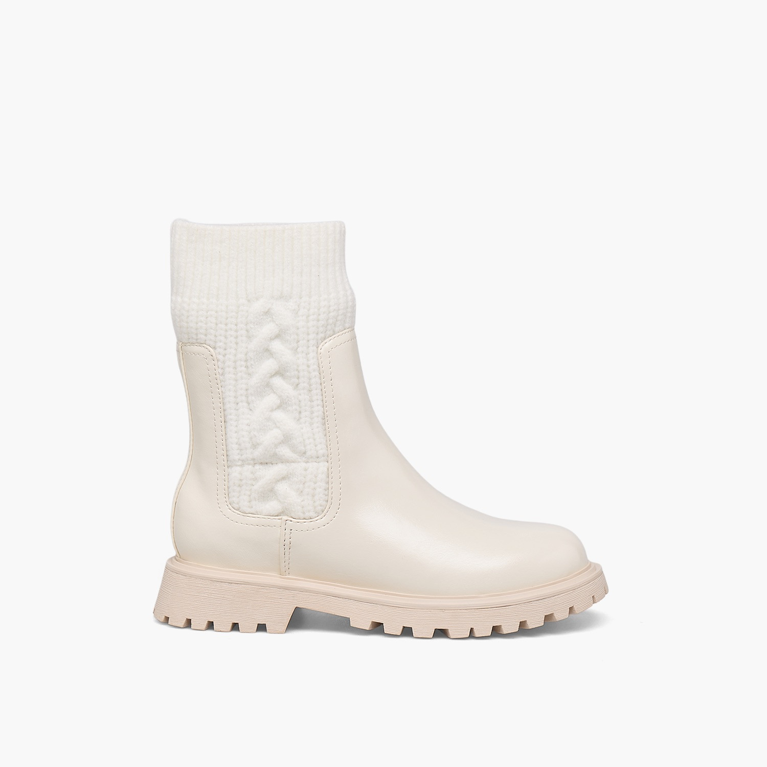 Little Missy Girls Cable Knit High Cut Boots-girls-shoes-boots-image-3