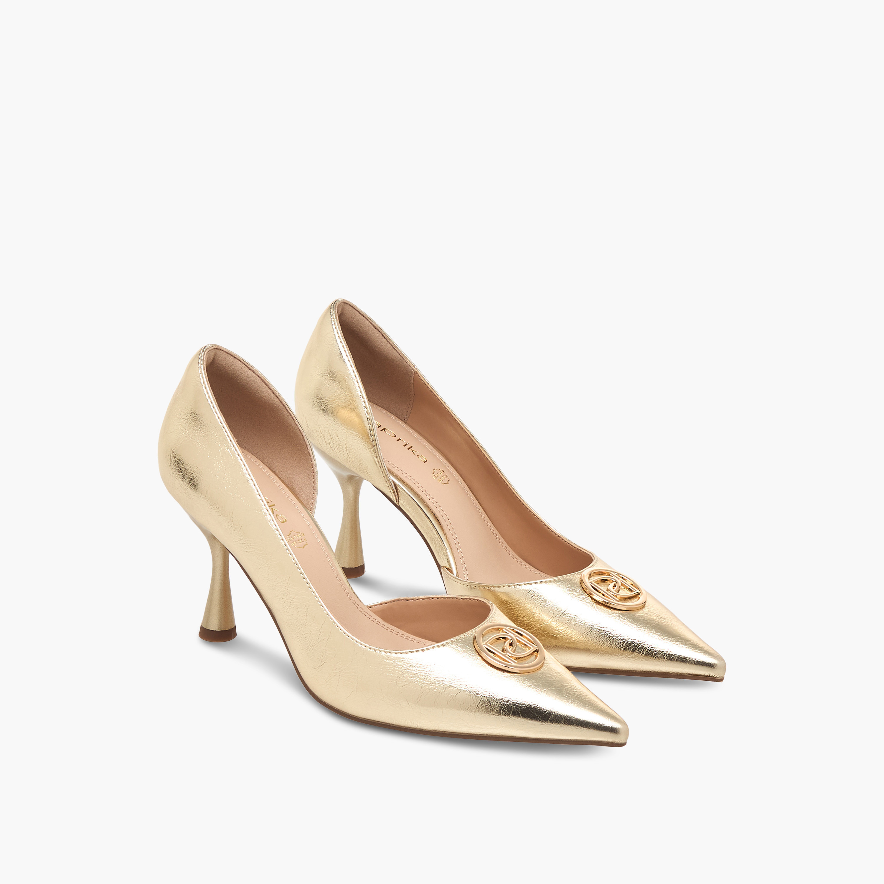 Paprika Logo Accent Slip-On Shoes with Stiletto Heels-women-shoes-heels-image-1