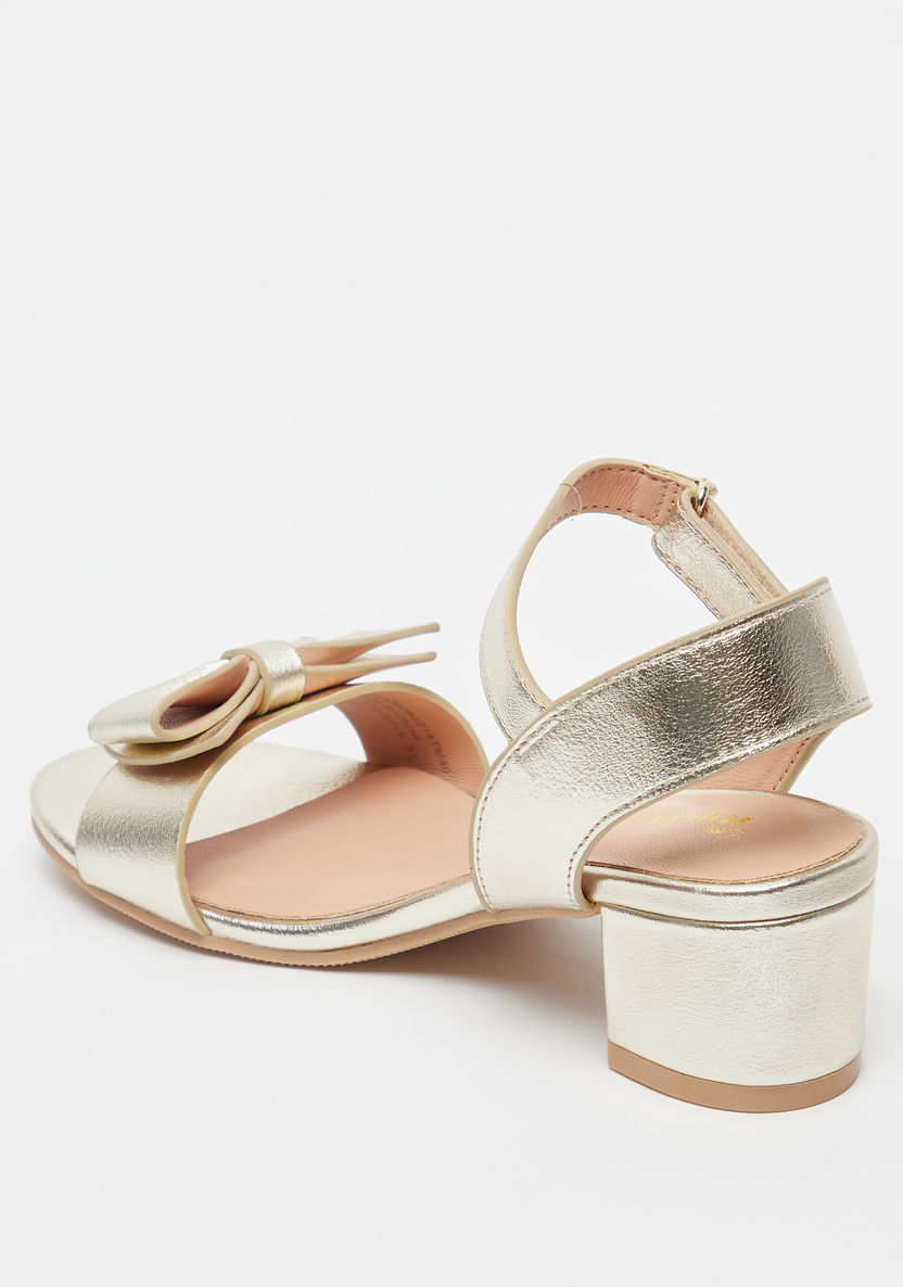 Little Missy Bow Accented Block Heel Sandals with Hook and Loop Closure-Girl%27s Sandals-image-2