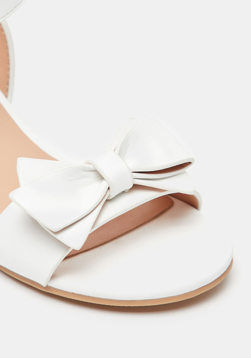 Little Missy Bow Accented Block Heel Sandals with Hook and Loop Closure-Girl%27s Sandals-image-3