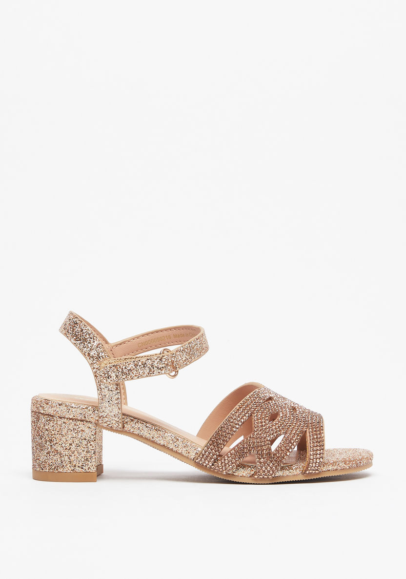 Little Missy Glitter Detail Sandals with Hook and Loop Closure-Girl%27s Sandals-image-0
