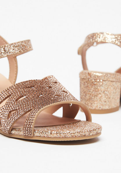 Little Missy Glitter Detail Sandals with Hook and Loop Closure