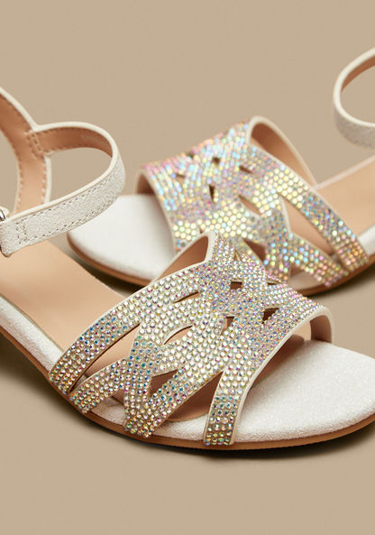 Little Missy Glitter Detail Sandals with Hook and Loop Closure