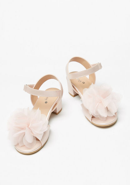 Little Missy Flower Applique Sandals with Block Heels-Girl%27s Sandals-image-1