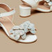 Little Missy Embellished Floral Applique Sandals with Block Heels-Girl%27s Sandals-thumbnail-2