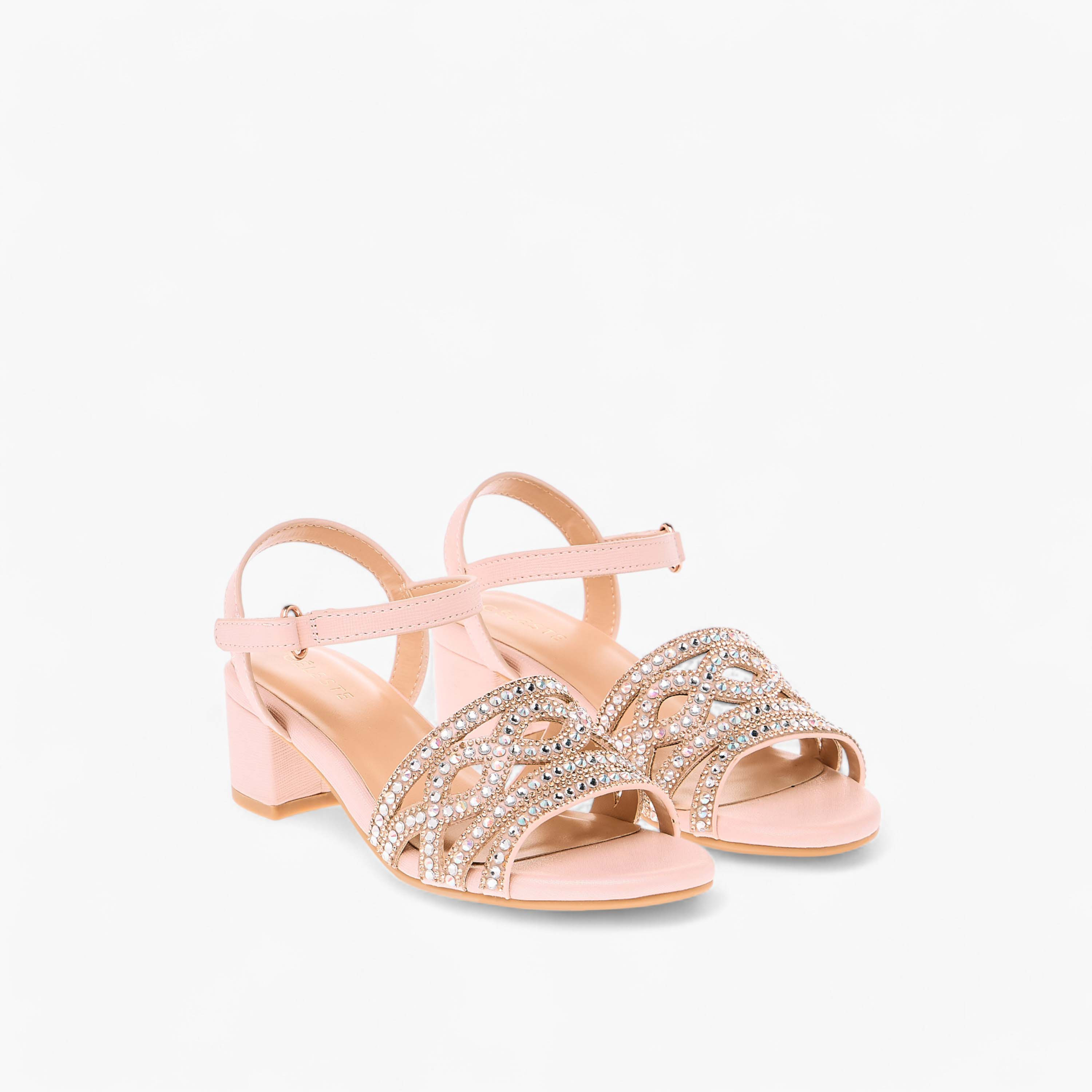 Celeste Girls' Embellished Sandals with Hook and Loop Closure-girls-shoes-sandals-image-1