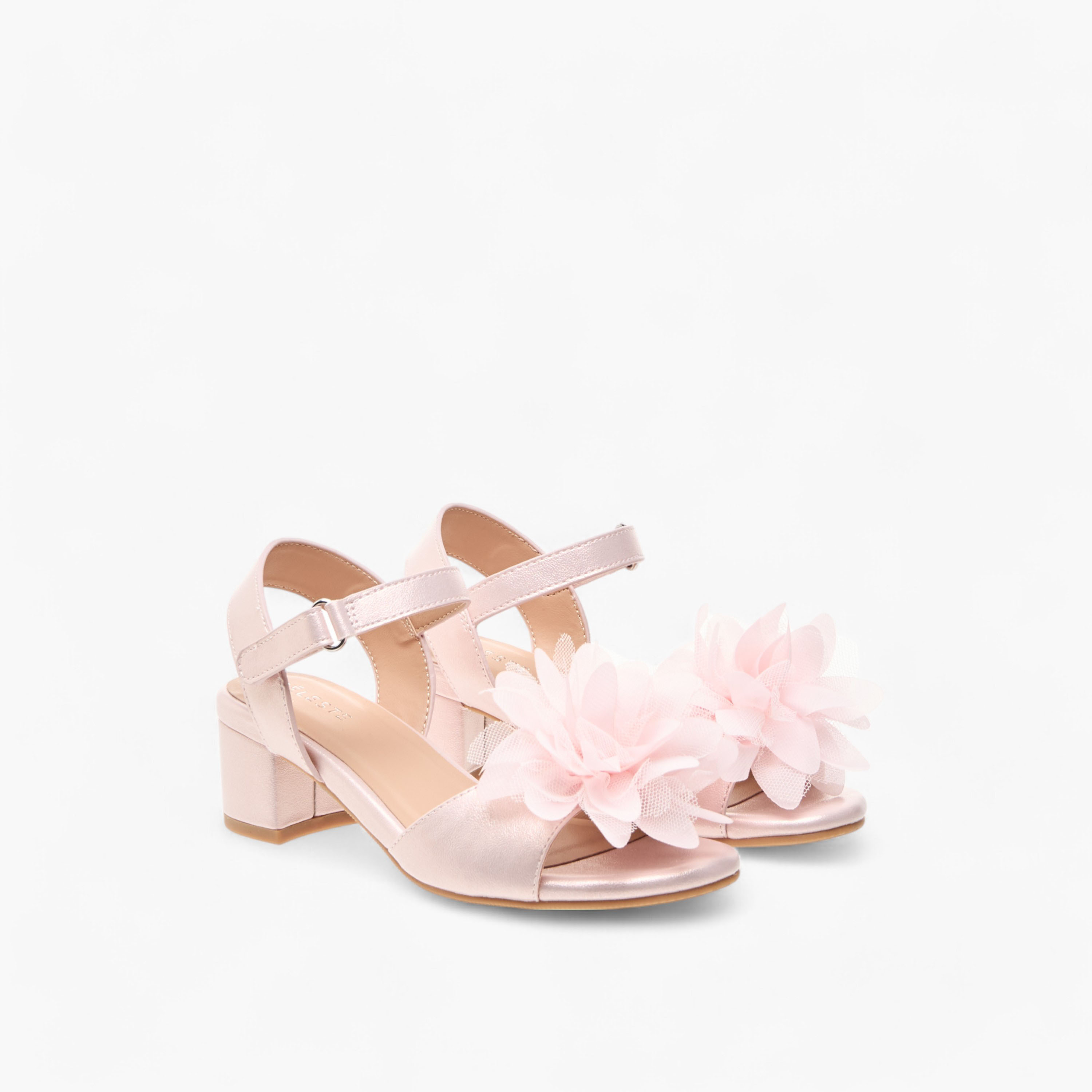 Celeste Girls' Floral Applique Block Heel Sandals with Hook and Loop Closure-girls-shoes-sandals-image-1