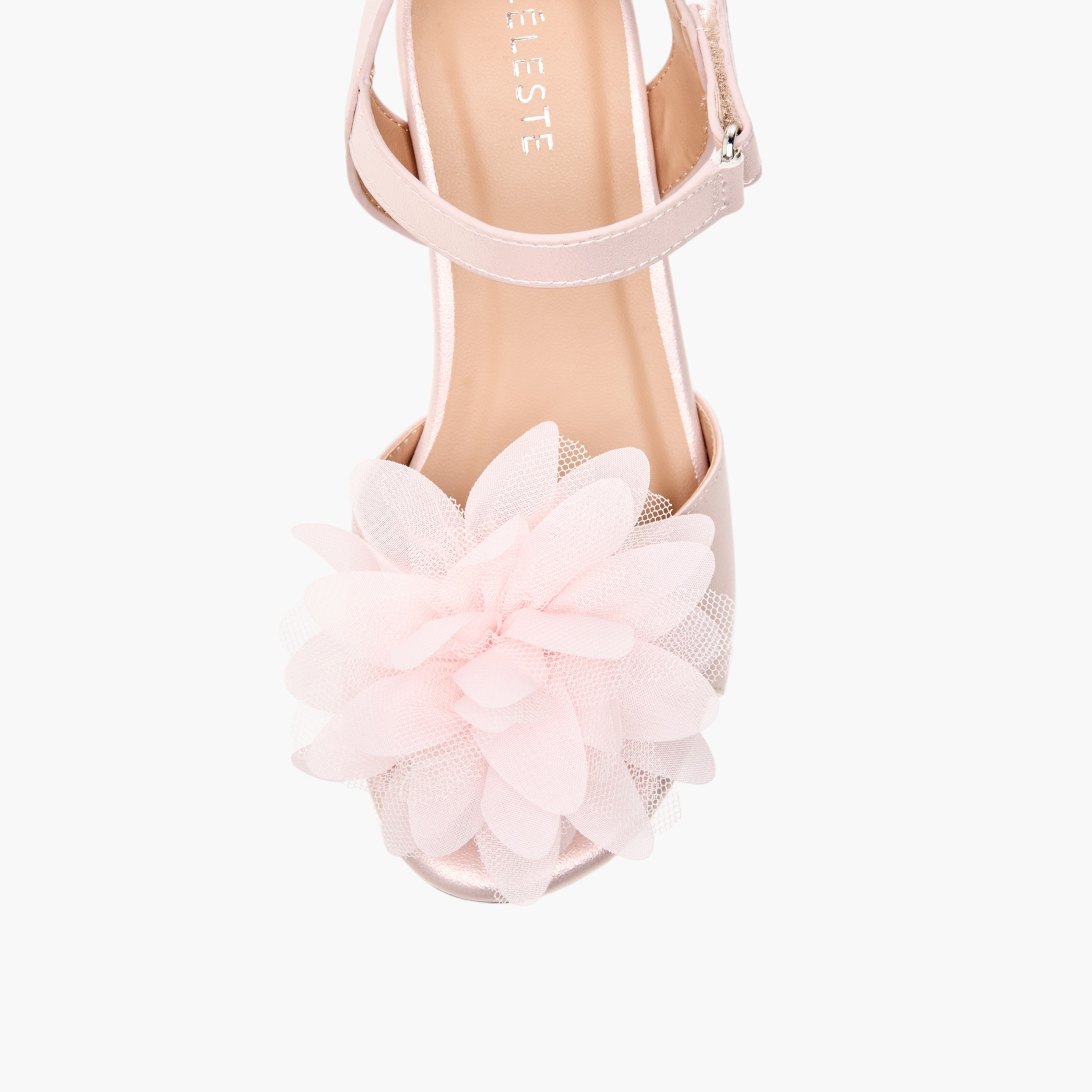 Celeste Girls' Floral Applique Block Heel Sandals with Hook and Loop Closure-girls-shoes-sandals-image-4