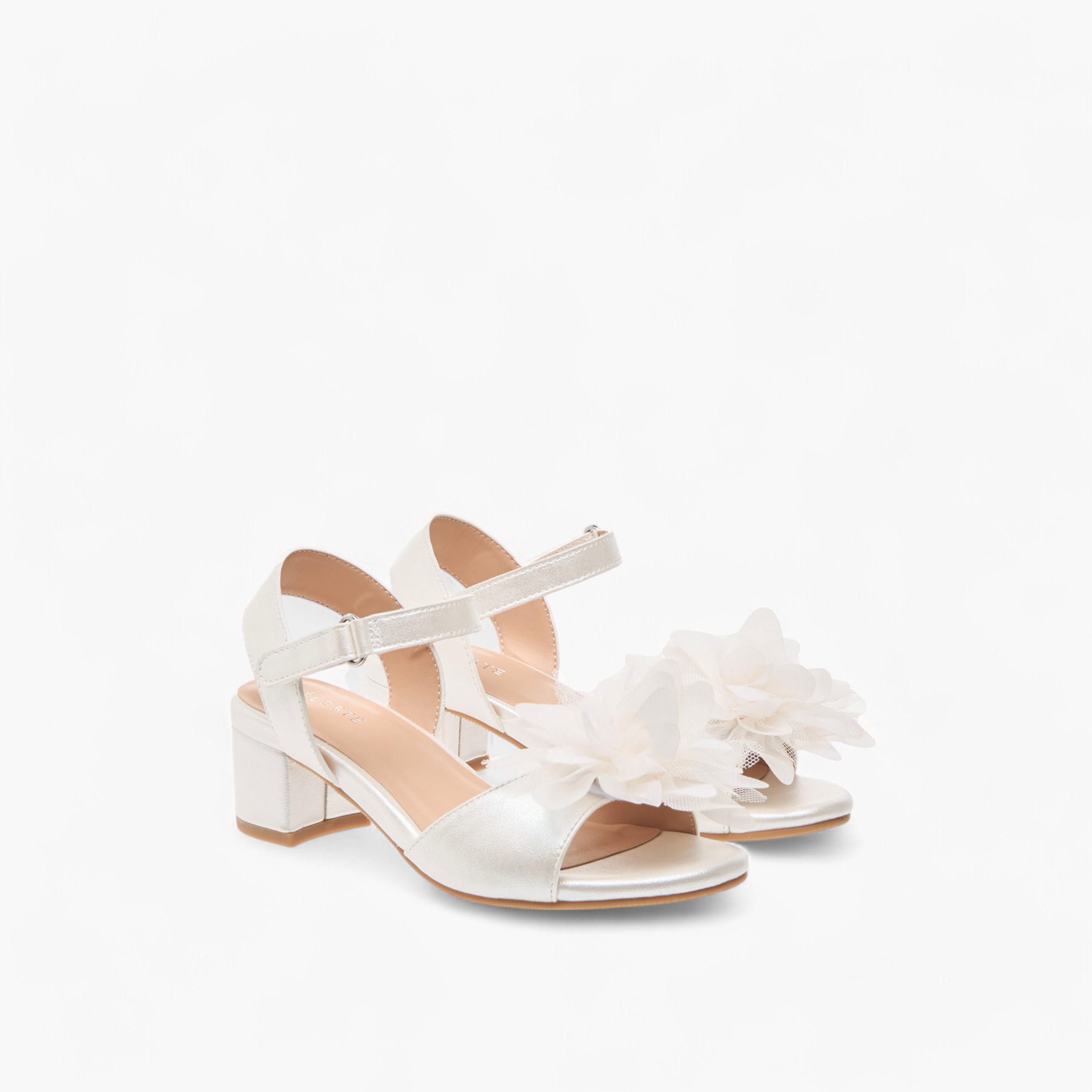 Celeste Girls' Floral Applique Block Heel Sandals with Hook and Loop Closure-girls-shoes-sandals-image-1