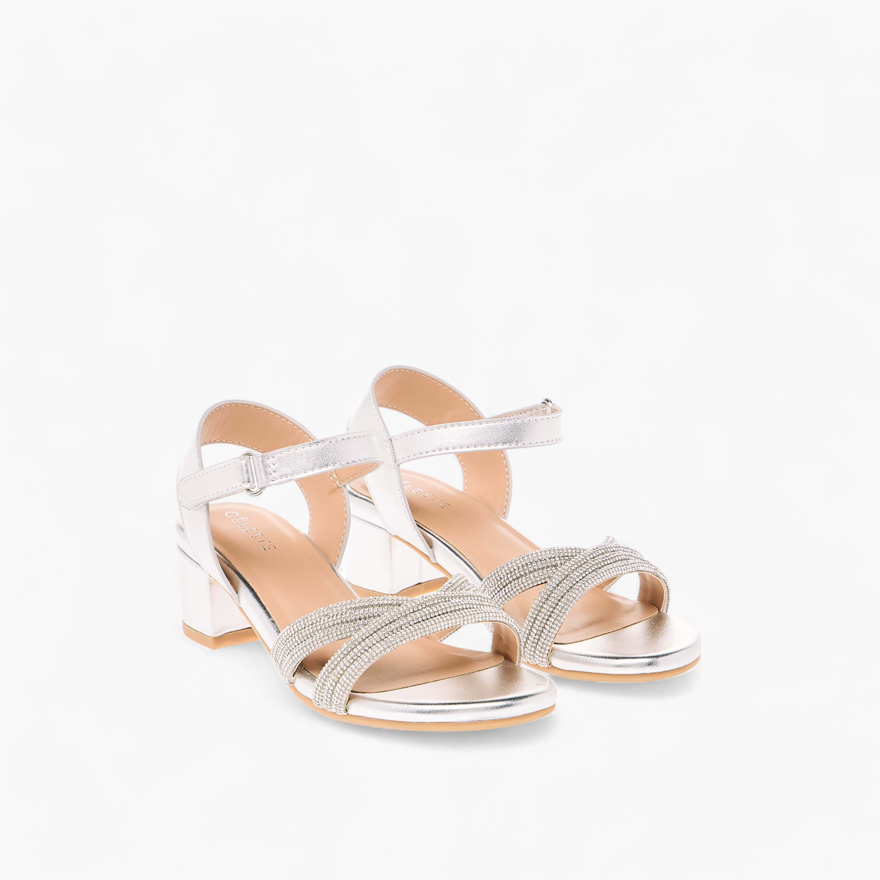 Celeste Girls' Embellished Block Heeled Sandals with Hook and Loop Closure-girls-shoes-sandals-image-1