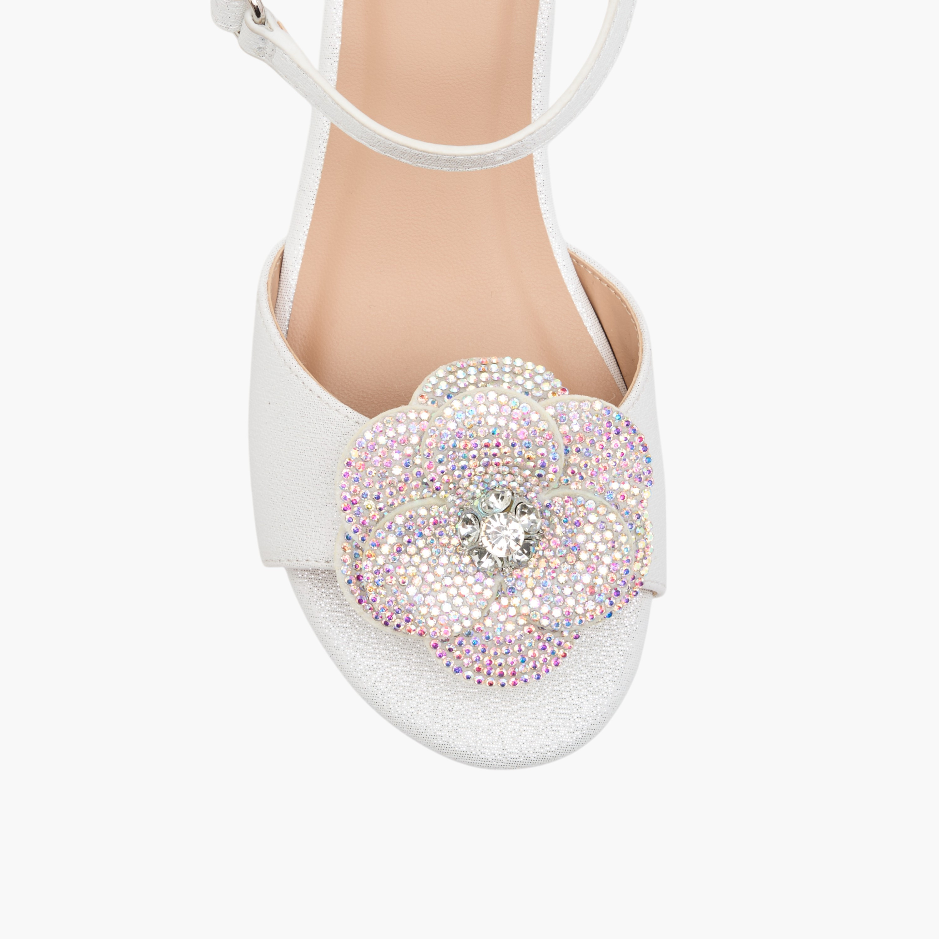 Celeste Girls Floral Accent Block Heel Sandals with Hook and Loop Closure-girls-shoes-sandals-image-4
