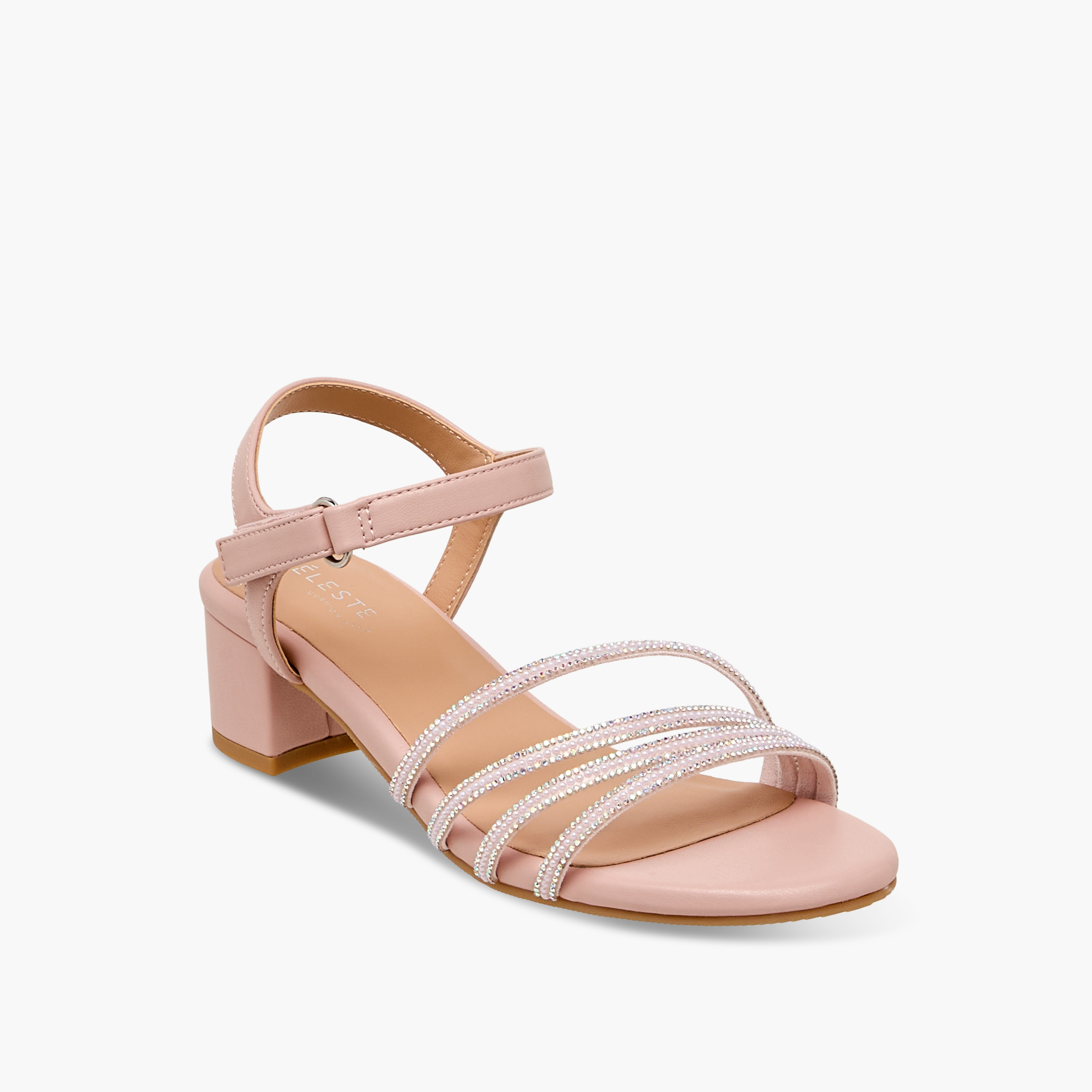 Celeste Girls Embellished Block Heel Sandals-girls-shoes-sandals-image-2