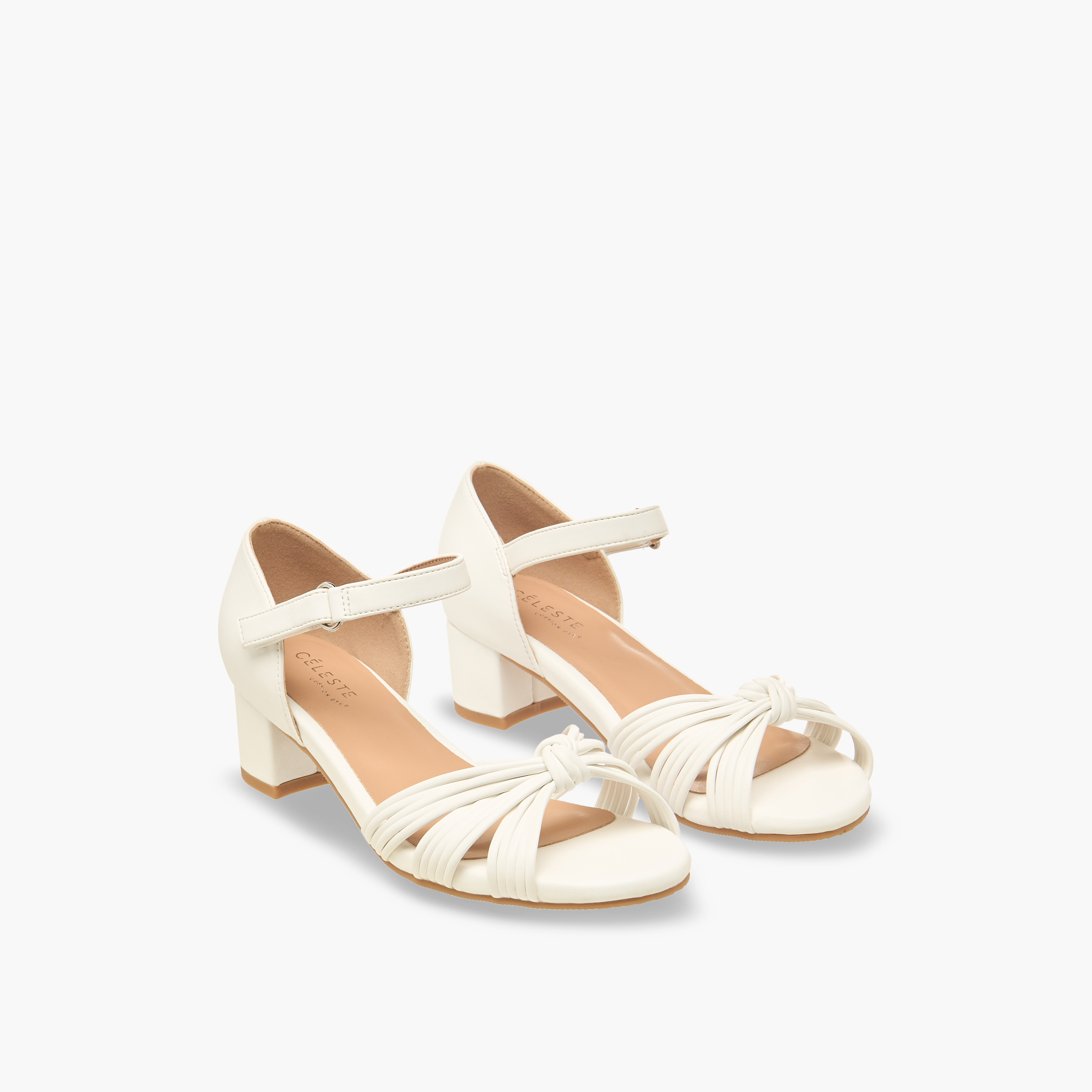 Celeste Girls Knotted Strap Block Heel Sandals-girls-shoes-sandals-image-1