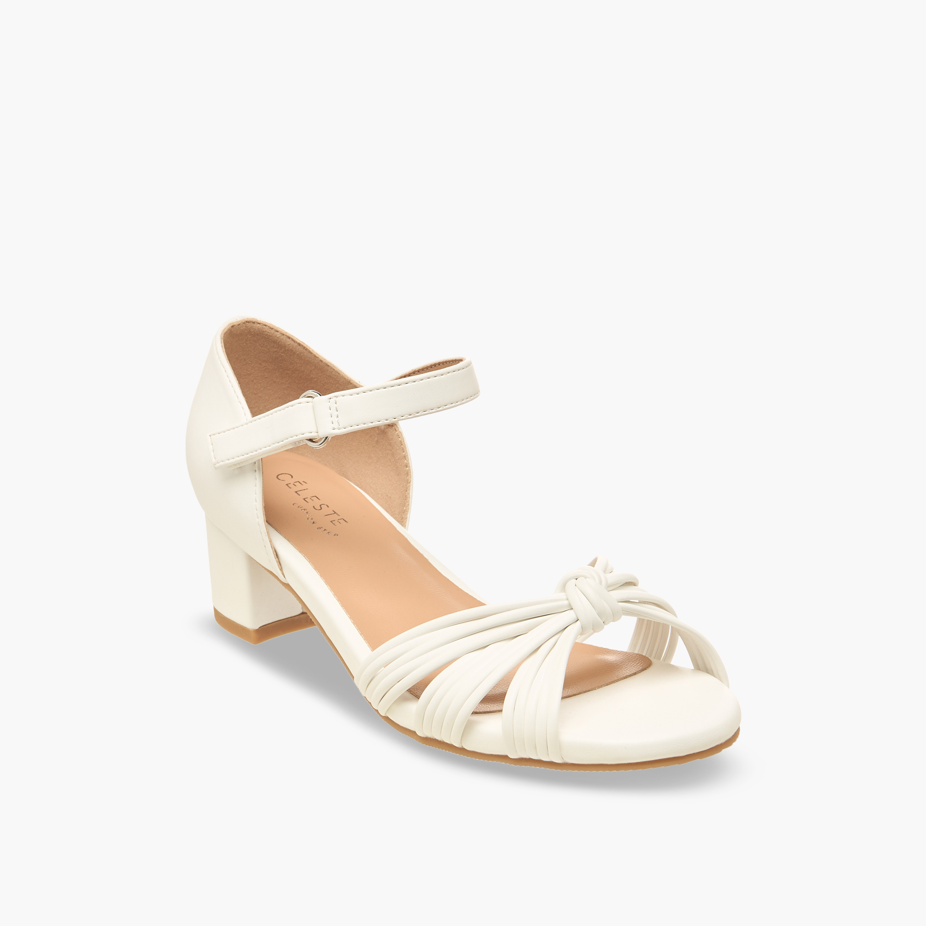 Celeste Girls Knotted Strap Block Heel Sandals-girls-shoes-sandals-image-2