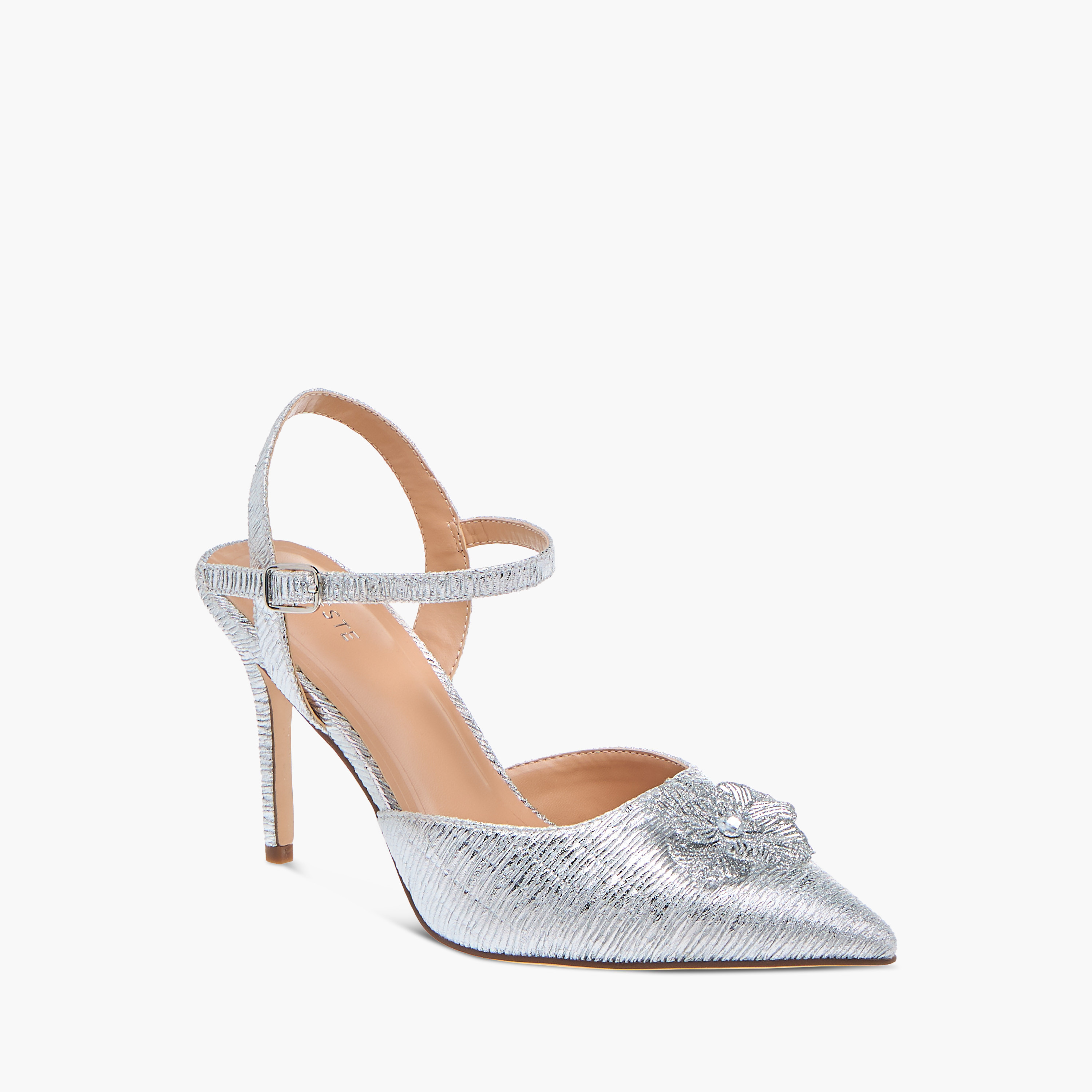 حذاء بزينة زهرية وكعب ستيليتو وإبزيم إغلاق للنساء من سيليست-women-shoes-heels-image-2