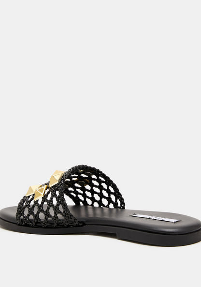 ELLE Women's Slip-On Slide Sandals with Stud Detail-Women%27s Flat Sandals-image-2