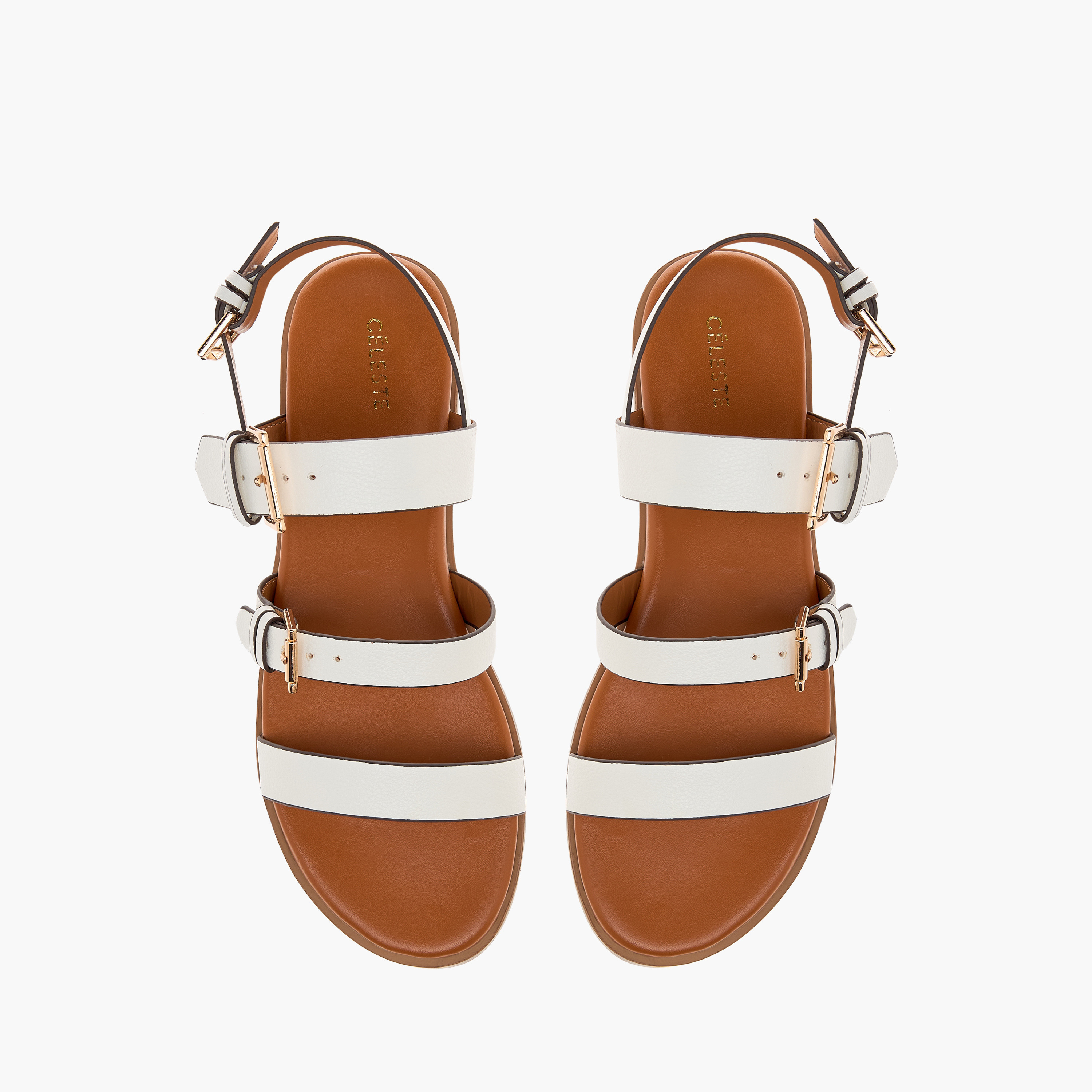 Celeste Women's Strap Detail Sandals with Buckle Closure-women-shoes-flats-sandals-image-1