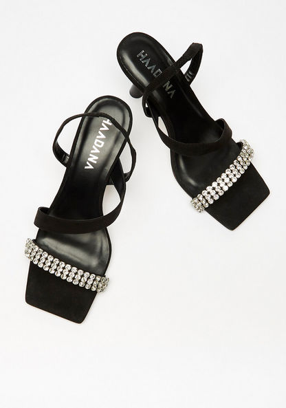 Haadana Embellished Stiletto Heels with Strap Detail and Slingback Closure