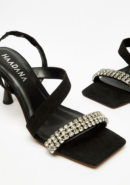 Haadana Embellished Stiletto Heels with Strap Detail and Slingback Closure-Women%27s Heel Sandals-image-3