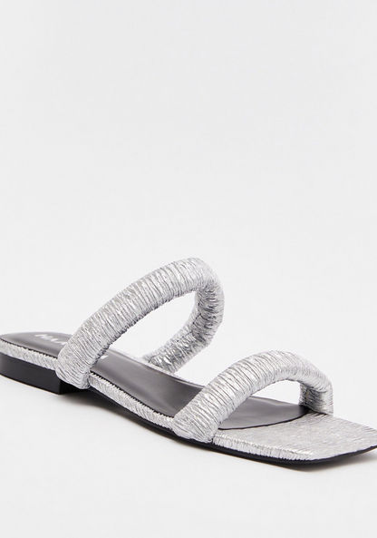 Haadana Textured Slip-On Slide Sandals-Women%27s Flat Sandals-image-1