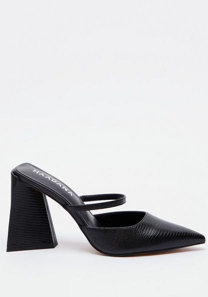 Haadana Textured Slip-On Shoes with Block Heels-Women%27s Heel Shoes-image-0