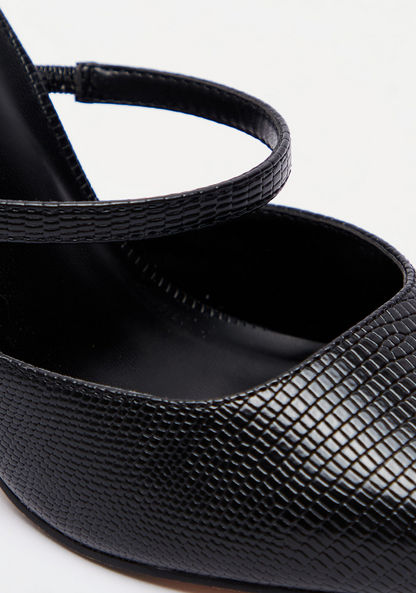 Haadana Textured Slip-On Shoes with Block Heels-Women%27s Heel Shoes-image-3