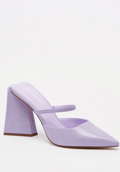 Haadana Textured Slip-On Shoes with Block Heels-Women%27s Heel Shoes-image-1