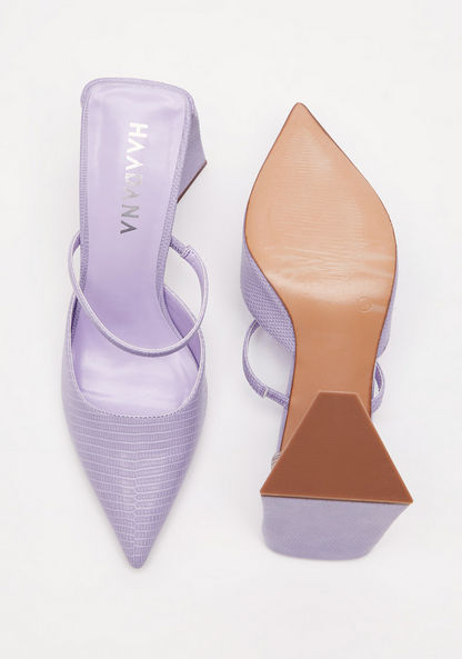 Haadana Textured Slip-On Shoes with Block Heels-Women%27s Heel Shoes-image-4