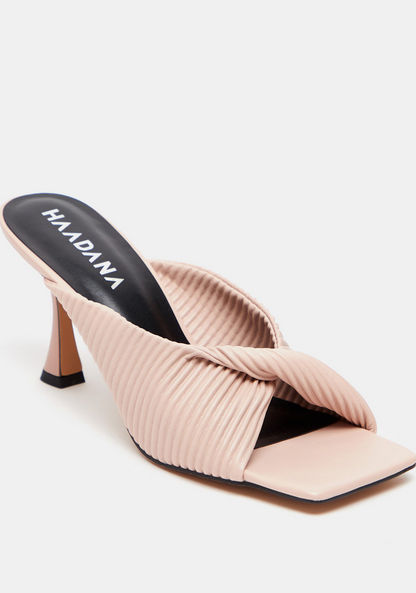 Haadana Slip-On Textured Sandals with Stiletto Heels