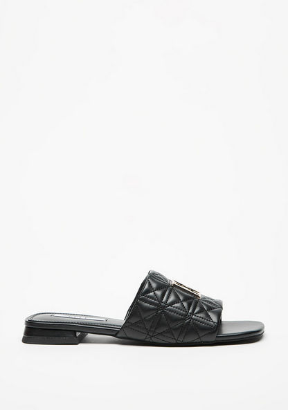 Elle Quilted Slide Sandals with Metallic Detail