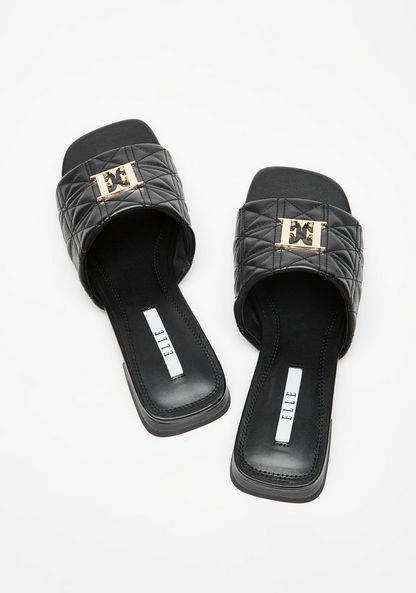 Elle Quilted Slide Sandals with Metallic Detail-Women%27s Flat Sandals-image-2