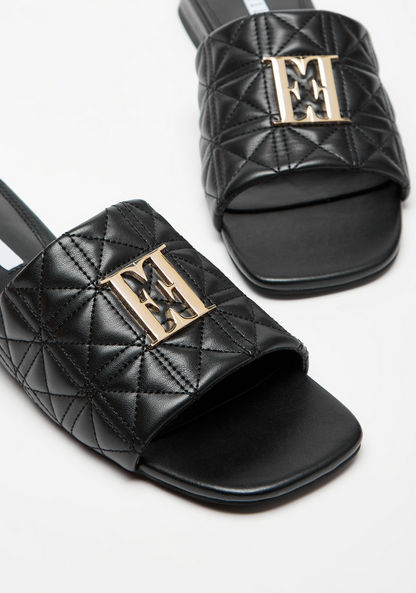 Elle Quilted Slide Sandals with Metallic Detail-Women%27s Flat Sandals-image-5