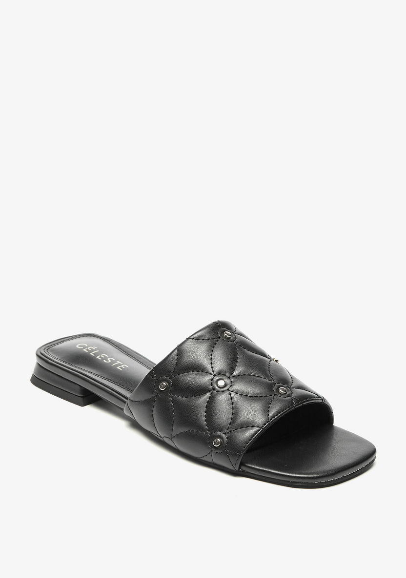 Celeste Women's Quilted Slip-On Slide Sandals-Women%27s Flat Sandals-image-1