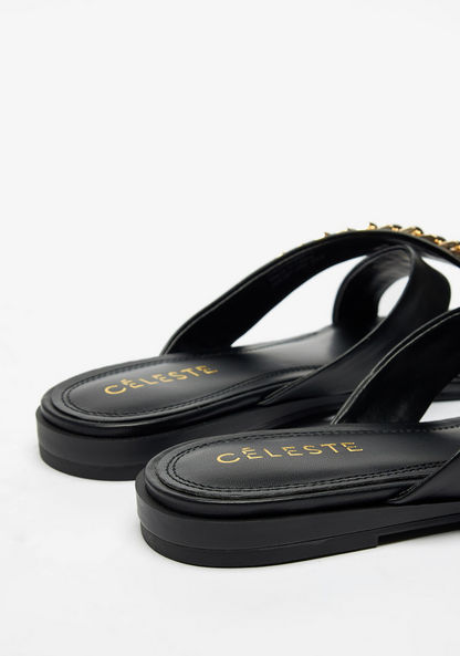 Celeste Women's Embellished Cross-Strap Slide Sandals-Women%27s Flat Sandals-image-3