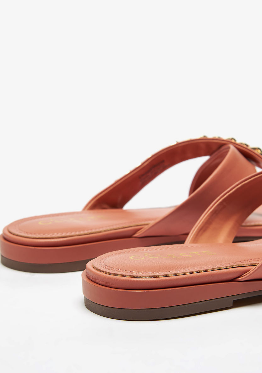 Celeste Women's Embellished Cross-Strap Slide Sandals-Women%27s Flat Sandals-image-2