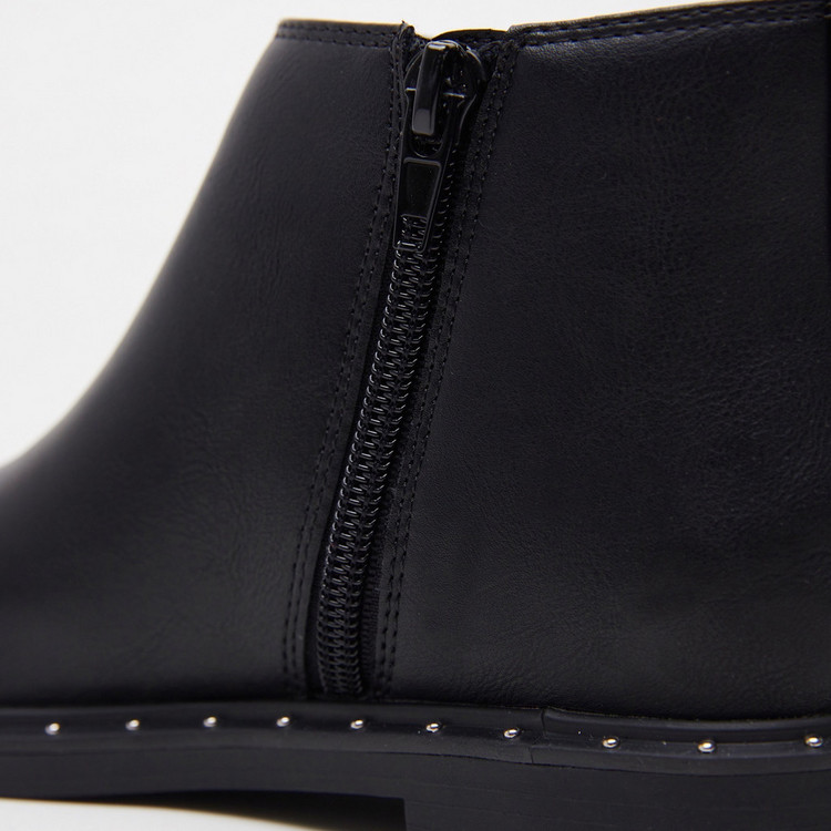 Little Missy Stud Accented Ankle Boots with Zip Closure